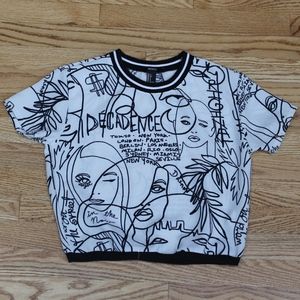 Forever 21 Faces Line Art Top Sz S